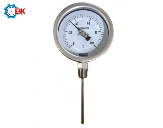 Đồng hồ nhiệt độ Yamaki D100mm 0-100 độ C chân đứng L100mm