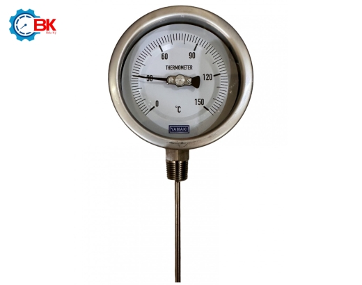 Đồng hồ nhiệt độ Yamaki D100mm 0-150 độ C chân đứng L100mm