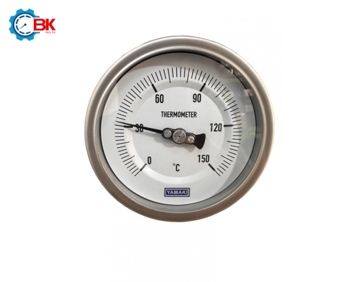 Đồng hồ nhiệt độ Yamaki D100mm 0-150 độ C chân sau L200mm