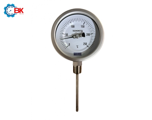 Đồng hồ nhiệt độ Yamaki D100mm 0-250 độ C chân đứng L100mm
