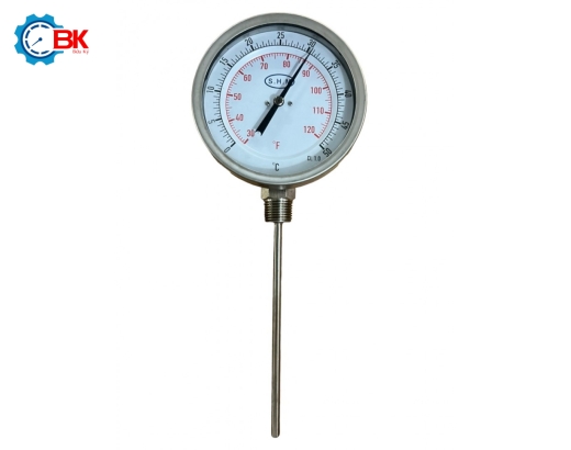 Đồng hồ nhiệt độ S.H.M D100mm 0-50 độ C chân đứng L200mm