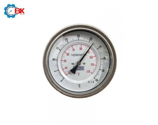Đồng hồ nhiệt độ Yamaki D100mm 0-50 độ C/F chân sau L100mm