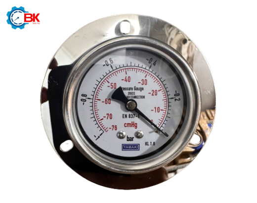 ĐỒNG HỒ ÁP SUẤT YAMAKI D63MM -1-0BAR INOX316SS TOÀN BỘ CHÂN SAU REN 1/4"NPT