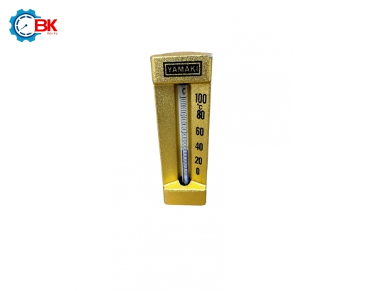 Nhiệt kế góc thủy ngân Yamaki 0-100 độ C L100mm ren 1/2″