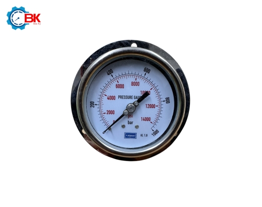 Đồng hồ áp suất Yamaki D100mm 0-1000bar Inox316SS toàn bộ chân sau ren 3/8"NPT