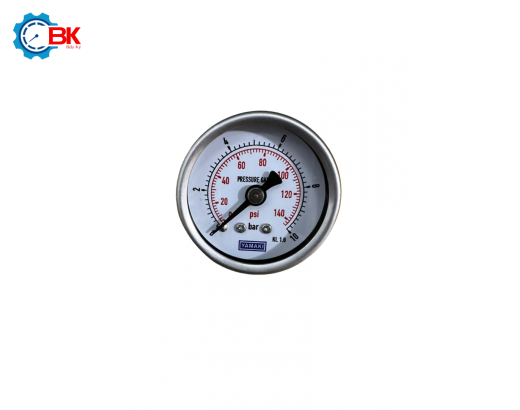 Đồng hồ áp suất Yamaki D40mm 0-10bar vỏ thép chân đồng ren sau 1/8"NPT