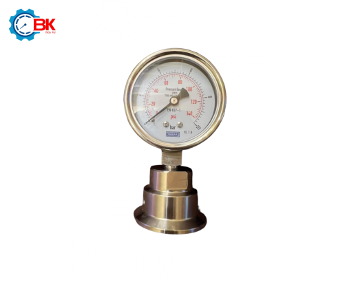 Đồng hồ áp suất màng clamp Yamaki D63mm 0-10bar inox toàn bộ