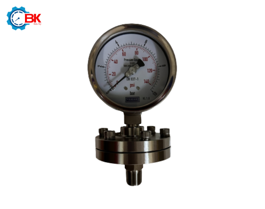 ĐỒNG HỒ ÁP SUẤT MÀNG YAMAKI D100MM 0-10BAR INOX 316SS REN 1/2"NPT