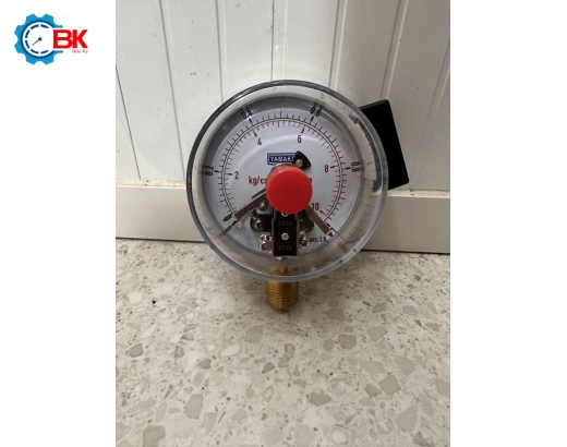 Đồng hồ áp suất 3 kim Yamaki D100mm 0-10kg/cm2 chân đứng ren 1/2″NPT