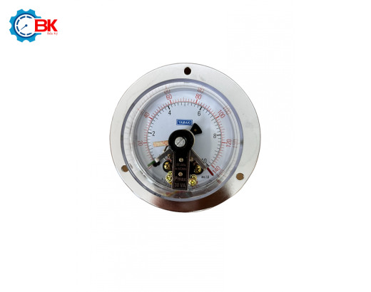 Đồng hồ áp suất 3 kim Yamaki D100mm 0-10kg/cm2 chân sau ren 1/2″NPT