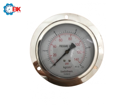 Đồng hồ áp suất Badotherm D100mm 0-10kg/cm2 chân sau ren 3/8″NPT