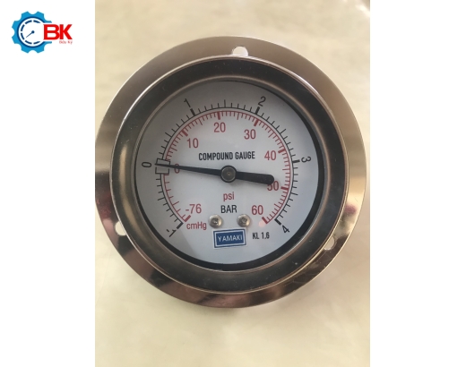 Đồng hồ áp suất D63mm -1~6bar vỏ inox chân đồng chân sau 1/4"NPT Đồng hồ áp suất D63mm -1~6bar vỏ inox chân đồng chân sau 1/4"NPT  Đồng hồ áp suất D63mm -1~4bar vỏ inox chân đồng chân sau 1/4"NPT