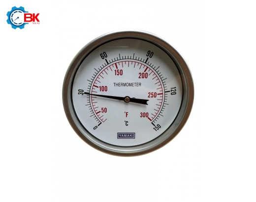 Đồng hồ nhiệt độ Yamaki D150mm 0-150 độ C chân sau L200mm
