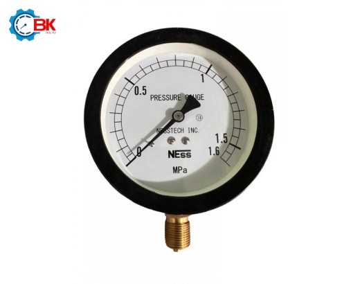 Đồng hồ áp suất hơi NESS D100mm 0-1,6MPa chân đứng ren 3/8″BSP