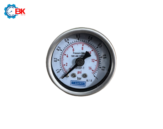 ĐỒNG HỒ ÁP SUẤT YAMAKI D40MM 0-1BAR VỎ THÉP CHÂN ĐỒNG REN SAU 1/8"NPT