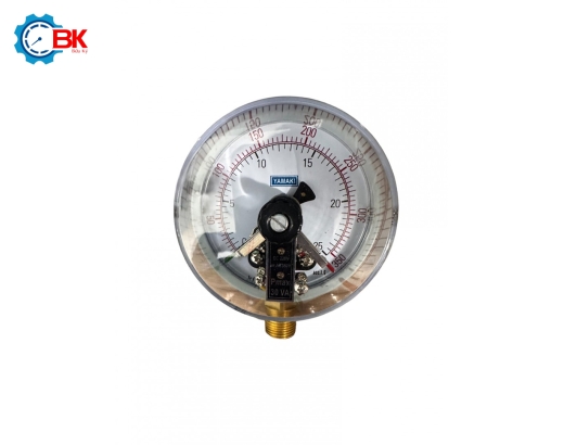 Đồng hồ áp suất 3 kim Yamaki D100mm 0-25kg/cm2 chân đứng ren 1/2″NPT 