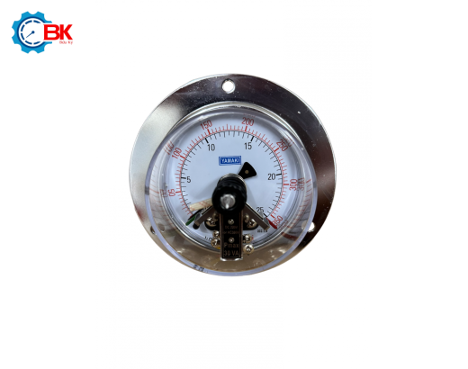 Đồng hồ áp suất 3 kim Yamaki D100mm 0-25kgf/cm2 chân sau ren 1/2″NPT