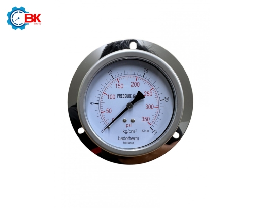 Đồng hồ áp suất Badotherm D100mm 0-25kg/cm2 chân sau ren 3/8″NPT