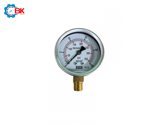 Đồng hồ áp suất hơi VIN D63mm 0-25kg/cm2 chân đứng ren 1/4"NPT