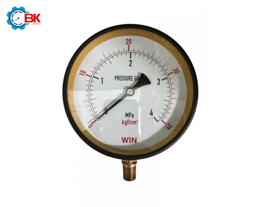 Đồng hồ áp suất hơi WIN D150mm 0-40kg/cm2 chân đứng ren 1/2"NPT