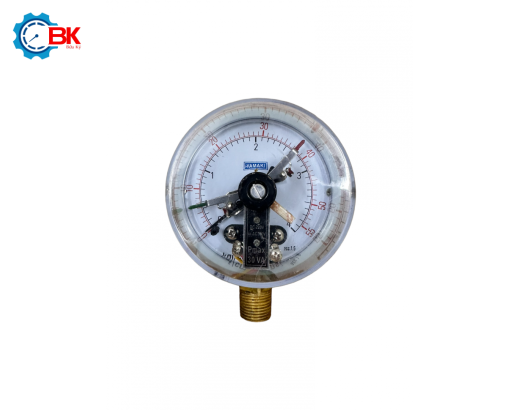Đồng hồ áp suất 3 kim Yamaki D100mm 0-4kg/cm2 chân đứng ren 1/2″NPT