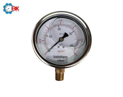 Đồng hồ áp suất Badotherm D100mm 0-3kg/cm2 chân đứng ren 3/8″NPT