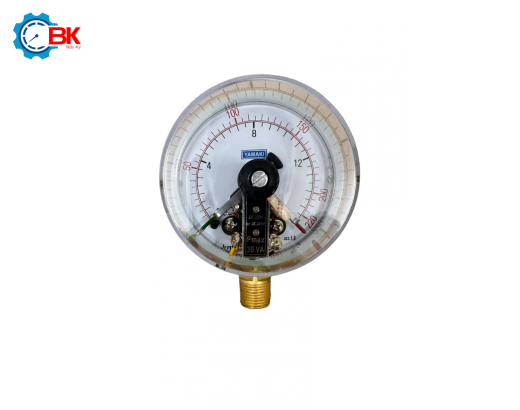 Đồng hồ áp suất 3 kim Yamaki D100mm 0-16kg/cm2 chân đứng ren 1/2″NPT