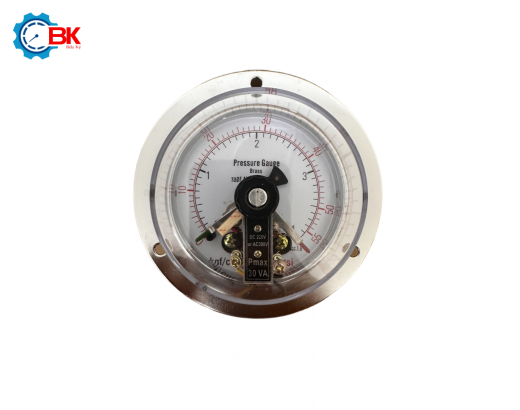 Đồng hồ áp suất 3 kim Nising D100mm 0-4kg/cm2 chân sau ren 1/2″NPT
