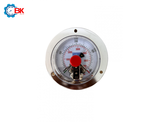 Đồng hồ áp suất 3 kim Yamaki D100mm 0-400kgf/cm2 chân sau ren 1/2″NPT