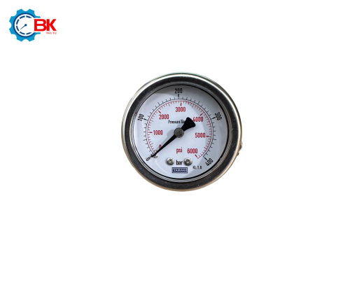 Đồng hồ áp suất D50mm 0-400bar vỏ inox chân đồng chân sau 1/4"NPT