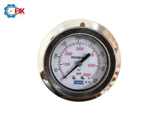 Đồng hồ áp suất D63mm 0-400bar vỏ inox chân đồng chân sau 1/4"NPT