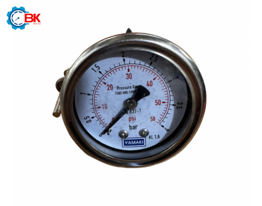 Đồng hồ áp suất D50mm 0-4bar vỏ inox chân đồng chân sau 1/4"NPT