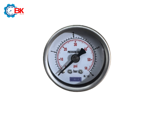 ĐỒNG HỒ ÁP SUẤT YAMAKI D40MM 0-4BAR VỎ THÉP CHÂN ĐỒNG REN SAU 1/8"NPT