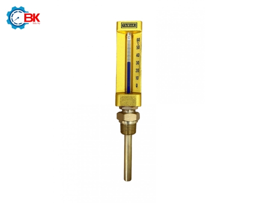 Nhiệt kế thủy ngân Yamaki 0-60 độ C L60mm chân đứng ren 1/2″