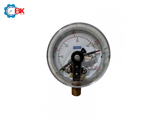 Đồng hồ áp suất 3 kim Yamaki D100mm 0-60kg/cm2 chân đứng ren 1/2″NPT
