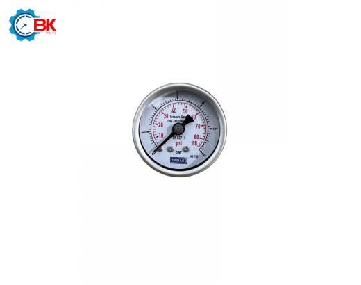 Đồng hồ áp suất Yamaki D40mm 0-6bar vỏ thép chân đồng ren sau 1/8"NPT
