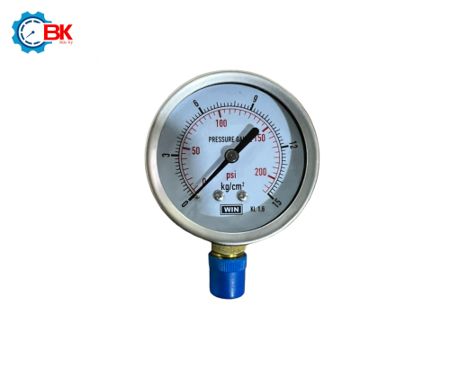 Đồng hồ áp suất hơi WIN D63mm 0-15kg/cm2 chân đứng ren 1/4"NPT