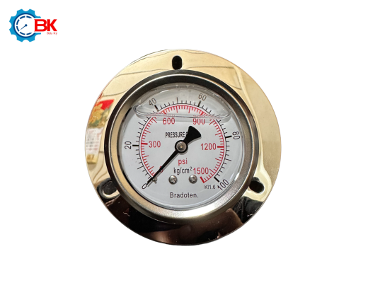 ĐỒNG HỒ ÁP SUẤT BRADOTEN D63MM 0-100KG/CM2 CHÂN SAU REN 1/4"NPT