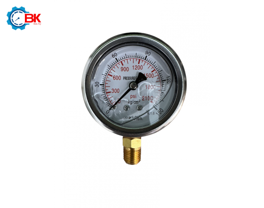 Đồng hồ áp suất Bradoten D63mm 0-150kg/cm2 chân đứng ren 1/4″NPT