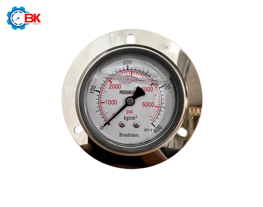 ĐỒNG HỒ ÁP SUẤT BRADOTEN D63MM 0-400KG/CM2 CHÂN SAU REN 1/4"NPT