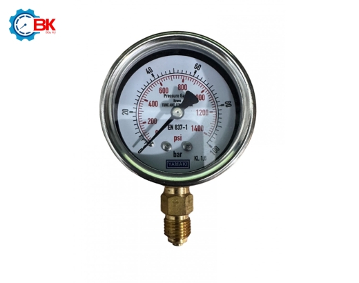 Đồng hồ áp suất Yamaki D63mm 0-10Mpa vỏ inox chân đồng ren 1/4"BSP
