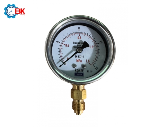 Đồng hồ áp suất Yamaki D63mm 0-1,6Mpa vỏ inox chân đồng ren 1/4"BSP