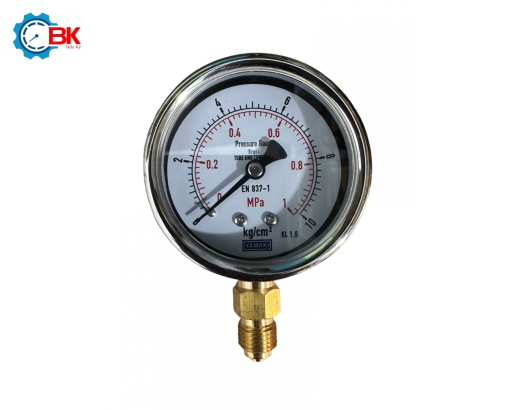 Đồng hồ áp suất Yamaki D63mm 0-1Mpa vỏ inox chân đồng ren 1/4"BSP