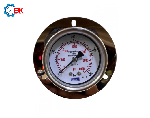 Đồng hồ áp suất Yamaki D63mm 0-400bar Inox316SS toàn bộ chân sau ren 1/4"NPT