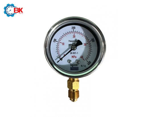 Đồng hồ áp suất Yamaki D63mm 0-40Mpa vỏ inox chân đồng ren 1/4"BSP