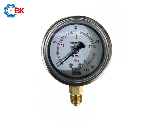 Đồng hồ áp suất Yamaki D63mm 0-4Mpa vỏ inox chân đồng ren 1/4"BSP