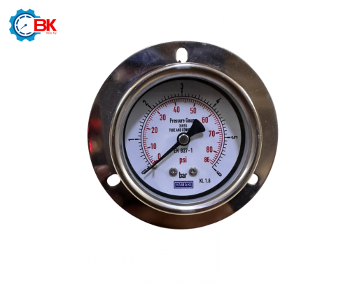 Đồng hồ áp suất Yamaki D63mm 0-6bar Inox316SS toàn bộ chân sau ren 1/4"NPT