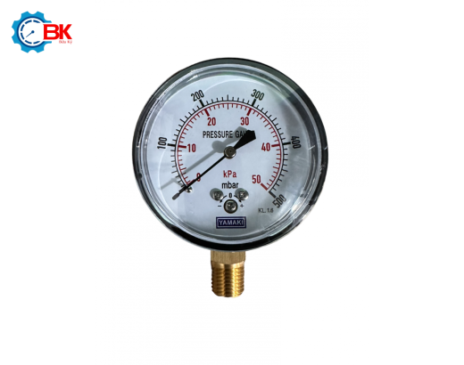Đồng hồ áp suất thấp Yamaki D63mm 0-500mbar vỏ thép ren đồng 1/4"NPT