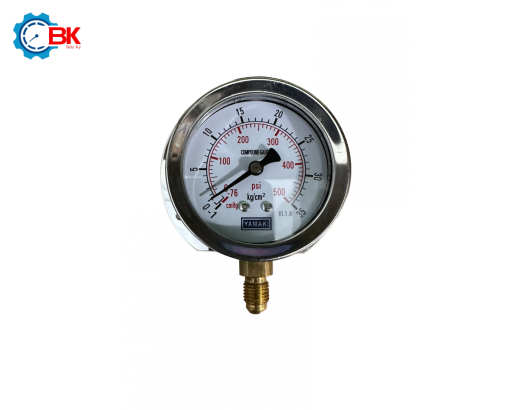 Đồng hồ áp suất NH3 Yamaki D63mm -1+35kg/cm2 chân đứng ren 7/16"UNF