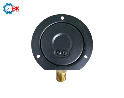 Đồng hồ áp suất hơi D75mm 0-25bar vỏ thép đen chân đồng 3/8″NPT